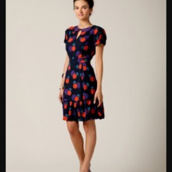 MARC JACOBS Navy Silk Dress with Polka Dot Party Prom Dress - Size  4 - Picture 1 of 15